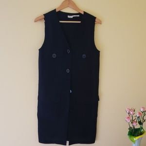 Max Mara Long Black Sleeveless Waistcoat